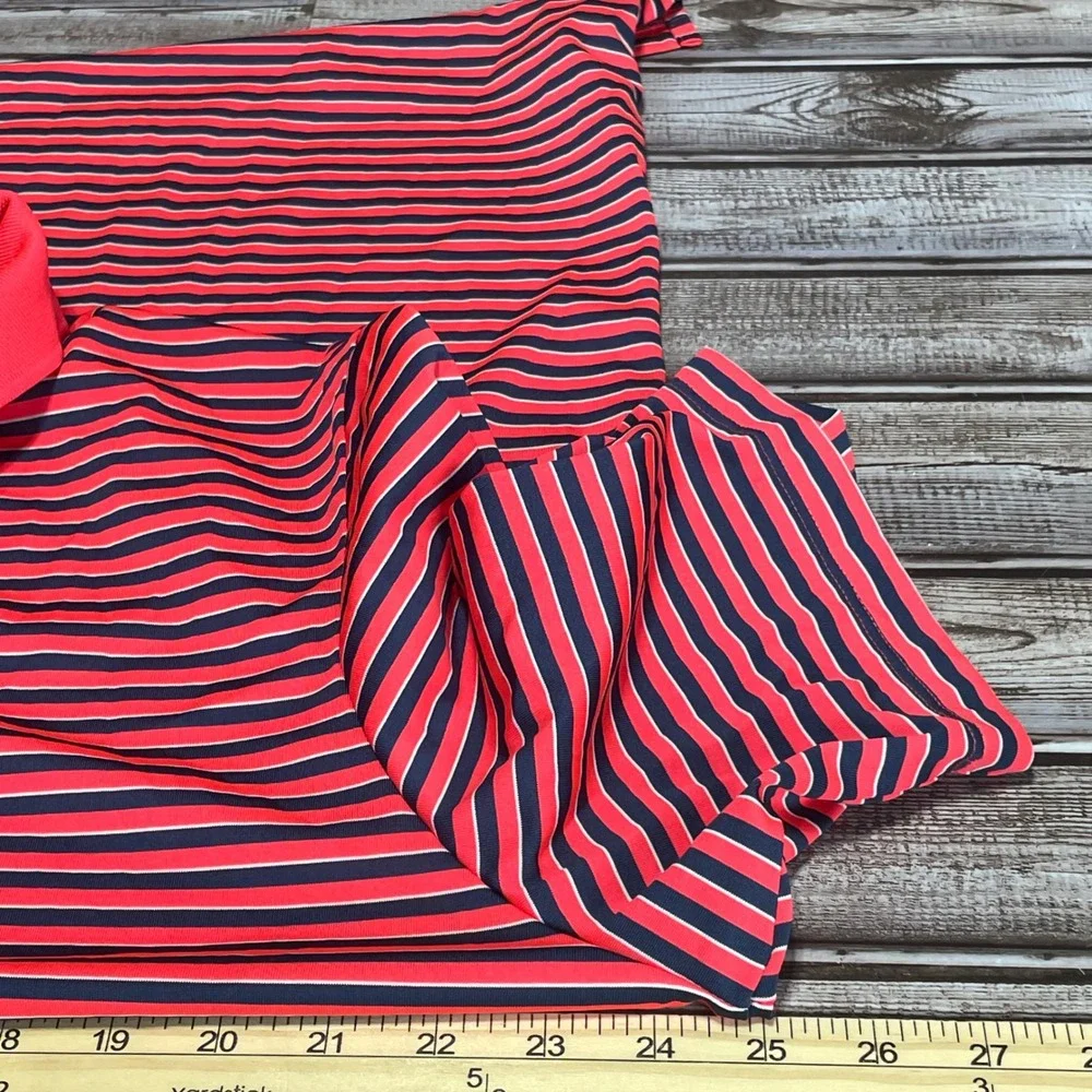 Adidas Striped Golf Polo Shirt Mens Red‎ Blue Performance Size XL